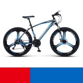 Shock Absorbing Bike Outdoor Riding Variable Speed Cross-country (Option: Black blue three knife wheel-26inch 21speed)