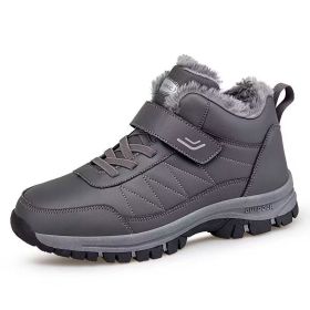 Men's High-top Travel Fleece-lined Warm Hiking Shoes (Option: YS9706 gray-42)