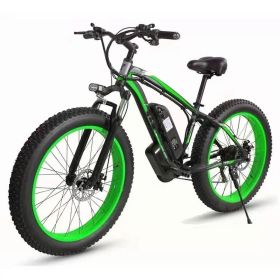 Electric Bicycle Lithium Tram Snow Electric Mountain Bike 21 Speed (Option: Black green-EU)