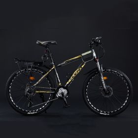 Variable Speed Shock Absorption Mountain Bike (Option: Black gold-Spoke wheel-26inches24speed)