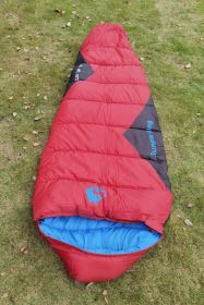 Outdoor Sleeping Bag Mummy Autumn And Winter Camping (Option: 2500g Wine Red-230x80x50cm)