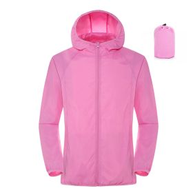 Summer Outdoor Sun Protection Clothing Women'S Lightweight Waterproof Windbreaker (Option: Pink-3XL)