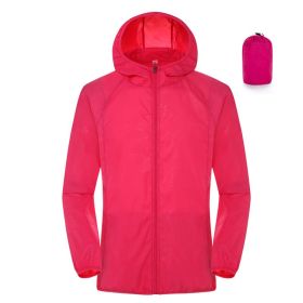 Summer Outdoor Sun Protection Clothing Women'S Lightweight Waterproof Windbreaker (Option: Rose Red-XL)