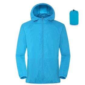 Summer Outdoor Sun Protection Clothing Women'S Lightweight Waterproof Windbreaker (Option: Sky Blue-3XL)