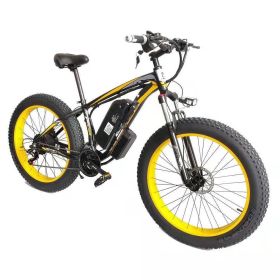 Electric Bicycle Lithium Tram Snow Electric Mountain Bike 21 Speed (Option: Yellow-EU)