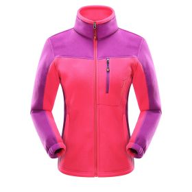 Cross-border Sources Of New Polar Fleece Warm Fleece Couple Cardigan Contrast (Option: Rose Red Girl-2XL)