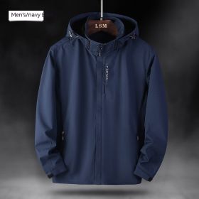 Single Men's Assault Jacket Outdoor Sports Waterproof Mountaineering Suit Trench Coat (Option: Navy Blue-4XL-Men)