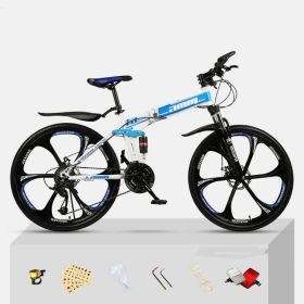 Dual Shock Absorbing Off-road Variable Speed Racing Male And Female Student Bikes (Option: White blue-2 Style-24speed)