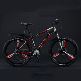 Variable Speed Shock Absorption Mountain Bike (Option: Black red-Three knife wheel-24inches24speed)