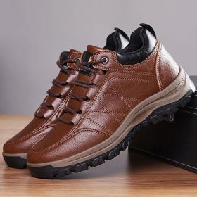 Casual Leather Shoes Simple Travel Outdoor Men's Shoes (Option: Brown-40)