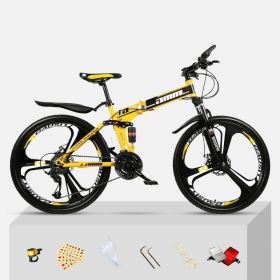 Dual Shock Absorbing Off-road Variable Speed Racing Male And Female Student Bikes (Option: Black yellow-3 Style-30speed)