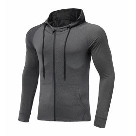 Men's Long-sleeved Stretch Tight Fitness Training Suit (Option: Dark Grey-3XL)