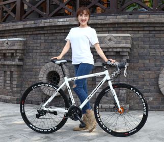 Aluminum Alloy Road Bike 21 Speed Bend Put Double Disc Brake (Option: White black-33speed)