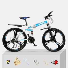 Dual Shock Absorbing Off-road Variable Speed Racing Male And Female Student Bikes (Option: White blue-3 Style-21speed)