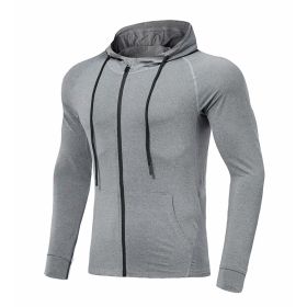 Men's Long-sleeved Stretch Tight Fitness Training Suit (Option: Light Grey-XL)