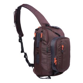 Fly Fishing Sling Packs Fishing Tackle Storage Shoulder Bag (Color: brown)