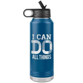 32oz Water Bottle Insulated, i Can Do All Things Print (Color: Blue)