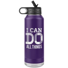 32oz Water Bottle Insulated, i Can Do All Things Print (Color: Purple)