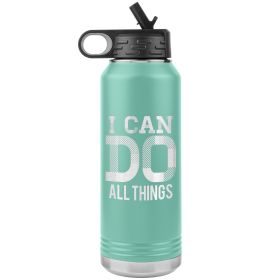 32oz Water Bottle Insulated, i Can Do All Things Print (Color: Teal)