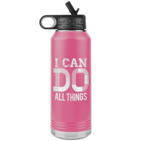 32oz Water Bottle Insulated, i Can Do All Things Print (Color: Pink)