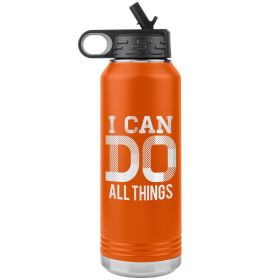 32oz Water Bottle Insulated, i Can Do All Things Print (Color: Orange)