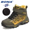 BONA 2021 New Designers Plush Hiking Shoes Children High Top Casual Sneakers Boys Non-slip Trekking Climbing Boots Girls Comfort