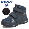 BONA 2021 New Designers Plush Hiking Shoes Children Non-slip Boots Teenagers Trekking Shoes Kids High Top Sneakers Boys Girls