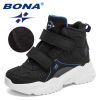 BONA 2022 New Designers Hiking Boots Kids Outdoor Sneakers Boys Girls Ankle Trekking Shoes Children Winter Plush High Top Shoes