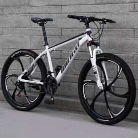 Mountain Bike Bicycle 24 26 Inch Disc Brake Shock Absorption Bicycle Men's And Women's Variable Speed Bicycle (Option: Six cuts white black-21speed)