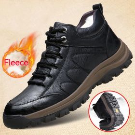 Casual Leather Shoes Simple Travel Outdoor Men's Shoes (Option: Cotton Black-39)