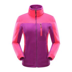 Cross-border Sources Of New Polar Fleece Warm Fleece Couple Cardigan Contrast (Option: Purple female-M)