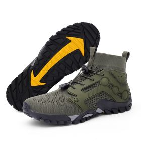 Outdoor Large Size Hiking Shoes Men's Lightweight High-top (Option: L2026 Army Green-48)