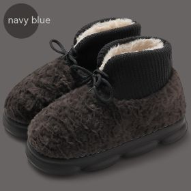 Snow Boots Outer Wear Plush Cotton-padded Shoes Poop Feeling Winter Home Non-slip (Option: Navy Blue-42 To 43)