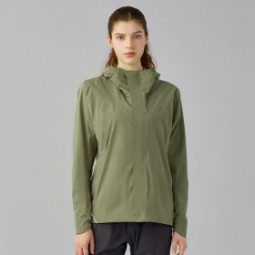 Autumn Winter Wool Lined Warm Soft Shell Jacket Windproof Safety Reflective Tape Breathable (Option: Dark Fog Green-M)