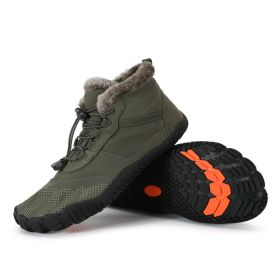 Winter Outdoors Sports Cycling Fleece-lined Thickened Non-slip Waterproof Hiking Shoes (Option: Army Green-38)