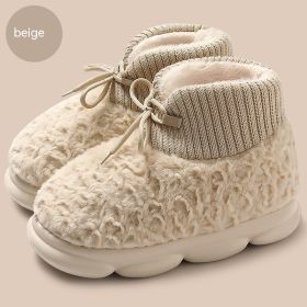 Snow Boots Outer Wear Plush Cotton-padded Shoes Poop Feeling Winter Home Non-slip (Option: Beige-40 To 41)