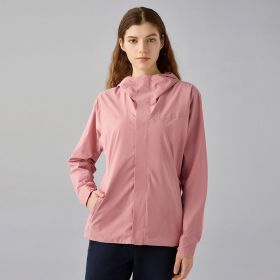 Autumn Winter Wool Lined Warm Soft Shell Jacket Windproof Safety Reflective Tape Breathable (Option: Fall Cherry Pink-M)